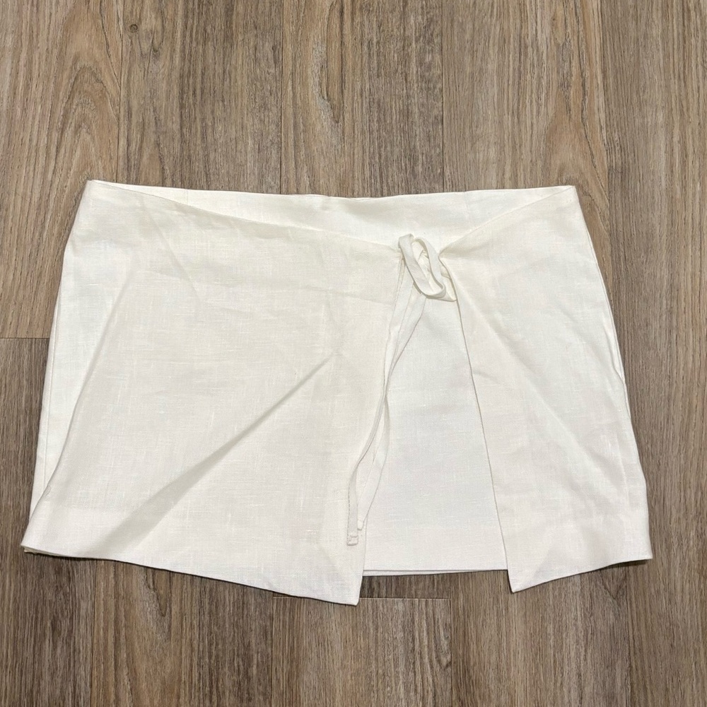 Mango Linen Ivory wrap skort NWT
